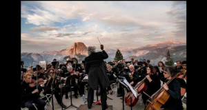 Image of the MYSO doing a performance on a mountaintop at Yosemite National Park.