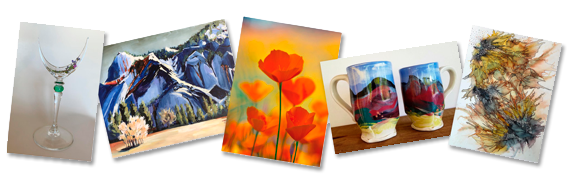 Image of an assortment of art products from Sierra Art Trails. 