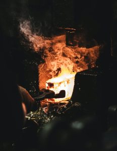 Image of a cast iron furnace.