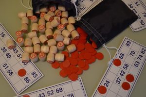Image of Bingo cards and markers. 