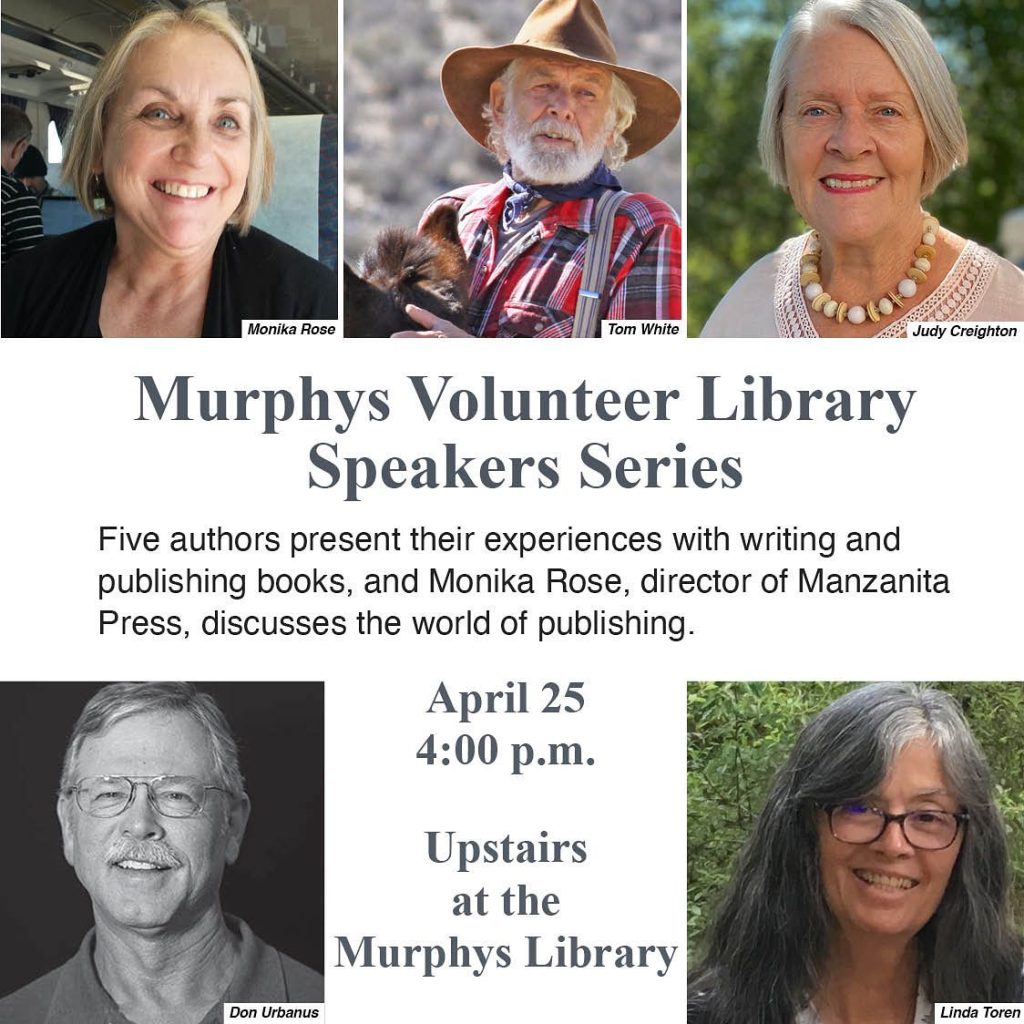 Flyer for the Murphys Volunteer Library Speaker Series 