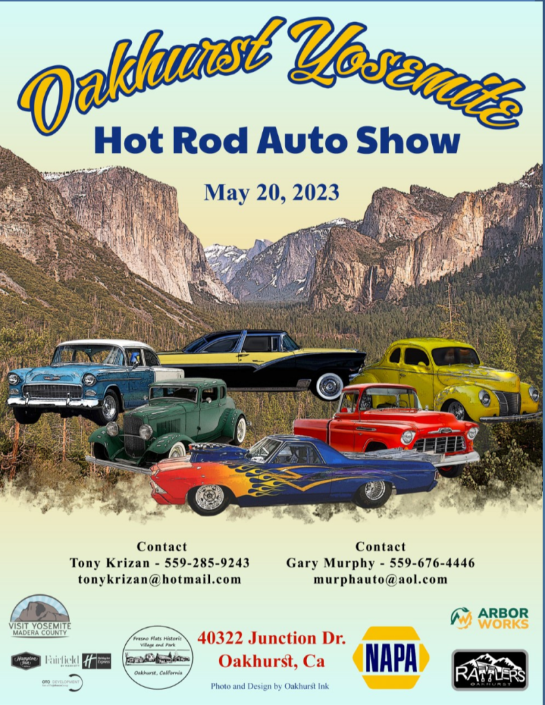 Flyer for oakhurst yosemite hot rod auto show