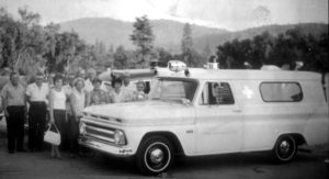 Image of an old ambulance from the 1970s. 