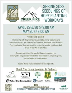 Flyer for the central sierra resiliency fund seedlings of hope