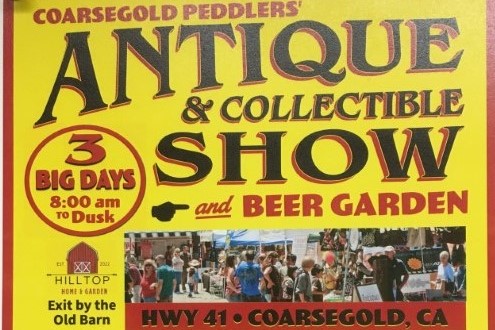Header for he coarsegold peddlers antique and collectible show