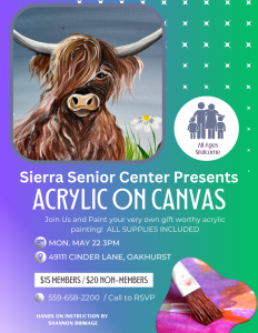 Flyer for the sierra senior center acrylic on canvas event