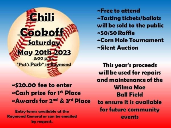Image of the flyer for the Raymond Chili Cookoff. 