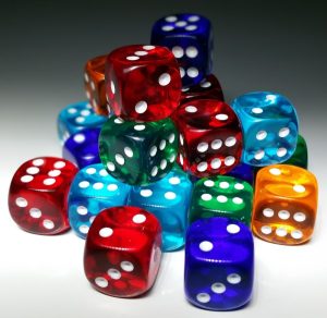 Image of a group of dice on a table.