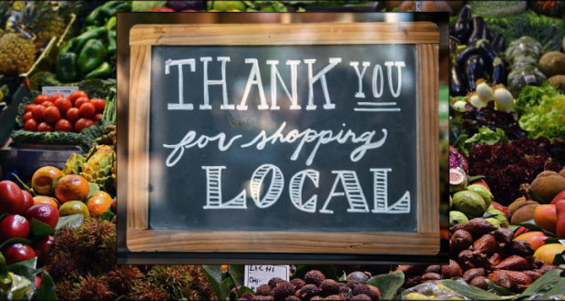 Image of a sign that says "Thank You for Shopping Local."