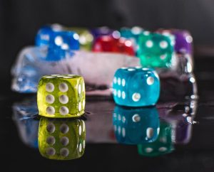Image of a group of dice on a table.
