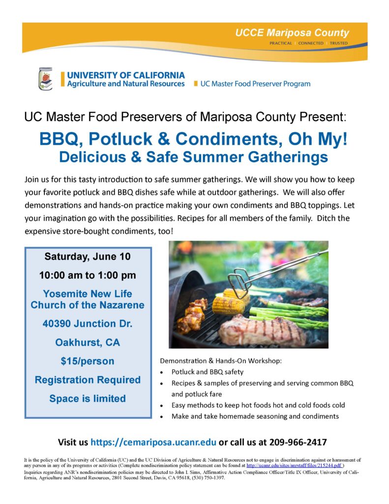 flyer for the UC Master food preservers event