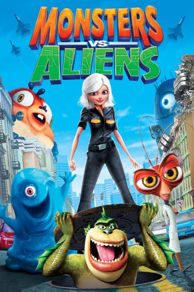 Image of the movie poster for Monsters vs Aliens. 