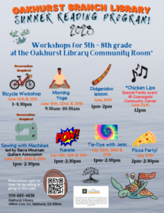 Image of a flyer for the oakhurst branch library summer reading program