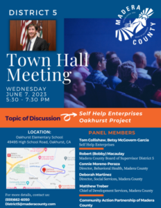 Image of the flyer for the town hall meeting in Oakhurst.
