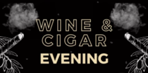 image of a flyer for wine and cigar evening at the san Joaquin winery