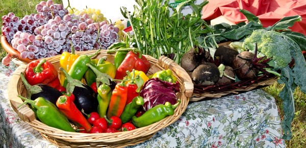 Image of a basket of fruits and vegetables.