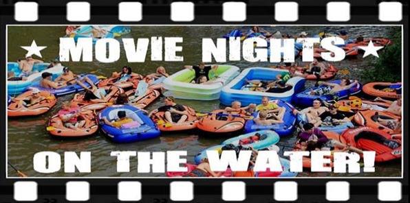 image of a flyer flyer for movie nights on the water! Event at millers landing