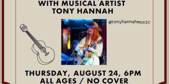 image of a flyer for a concert with Tony Hannah