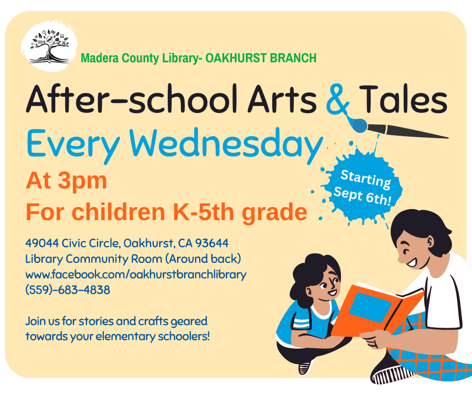 image of a flyer for the after school arts and tales
