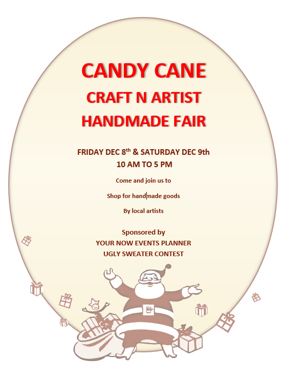 image of a flyer for the candy cane crafts and artist handmade fair