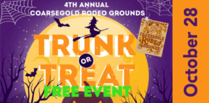 image of a flyer for trunk or treat at the coarsegold rodeo grounds