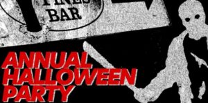 image of a header for the pines bar halloween party