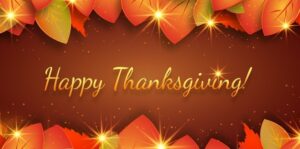 image of a header that says Happy THanksgiving in autumn colors