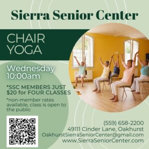 image of a flyer for chair yoga at the sierra senior center