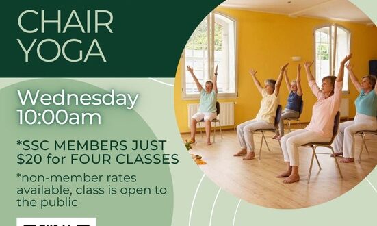 image of a flyer for chair yoga at the sierra senior center