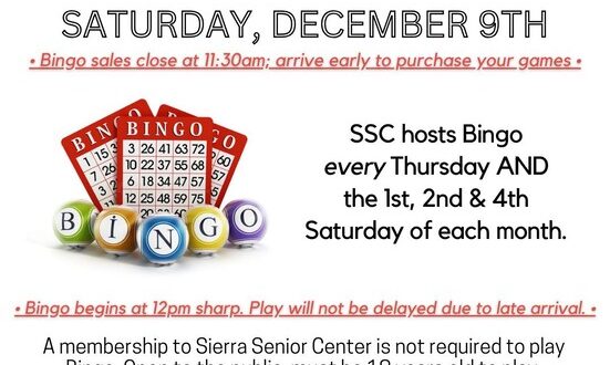 image of a flyer for bingo at the sierra senior center