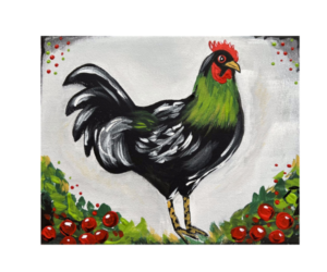 Image of a Christmas chicken painting