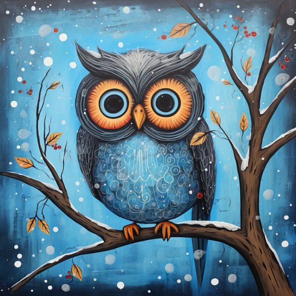 image of a painted owl