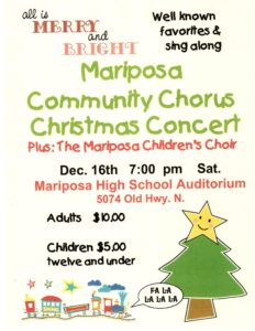 image of a flyer for the mariposa community chorus christmas concert