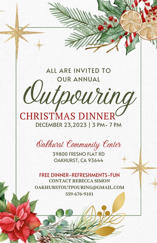 image of a flyer for the outpouriong christmas dinner