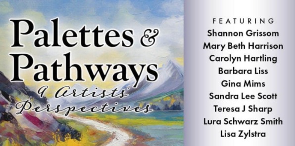 image of a flyer for palettes and pathways art exhibit