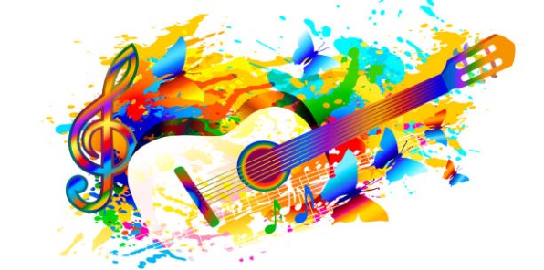 image of a colorful rainbow guitar