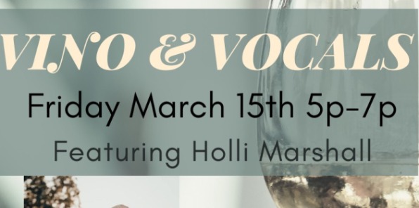image of a flyer for the vino and vocals event