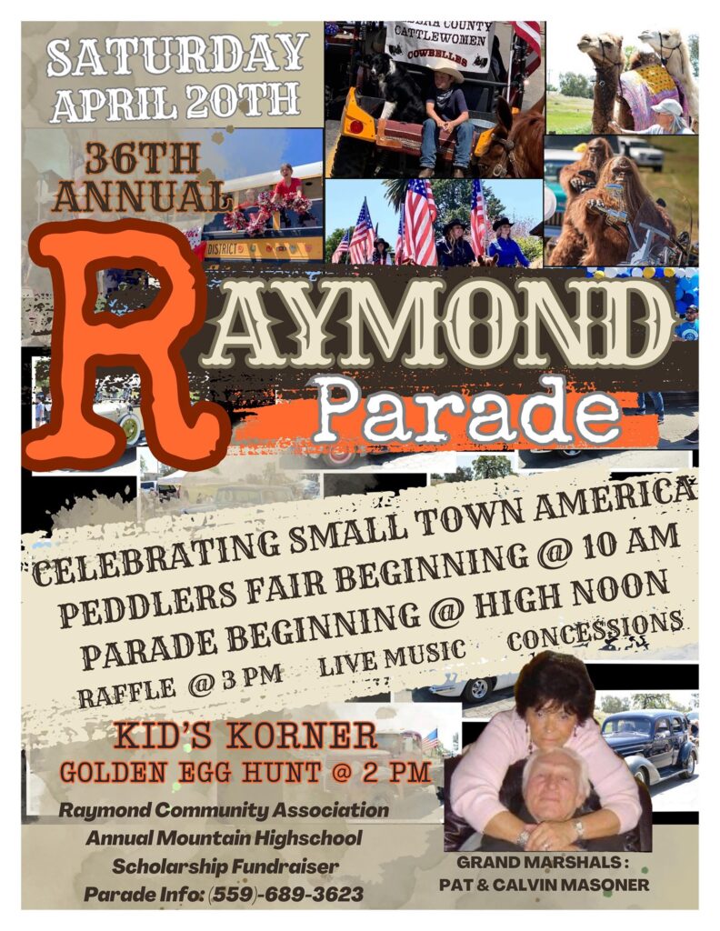 Vibrant Raymond Parade flyer showcasing date, time, and route information for the upcoming event.