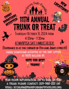 Mariposa Trunk or Treat promotional flyer, with a Halloween theme