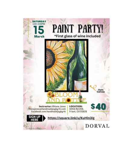 Image of a flyer for the Dorval winery paint party