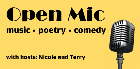 Image of a flyer for open mic night at the queens inn