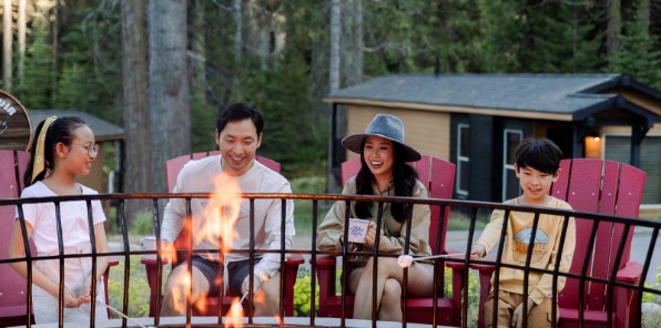 Image of a family roasting marshmallows at Tenaya