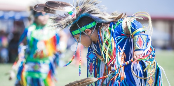 Image of an indian dancing at the indian fair days and pow wow