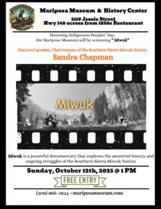 Special Miwuk Documentary Screening at the Mariposa Museum