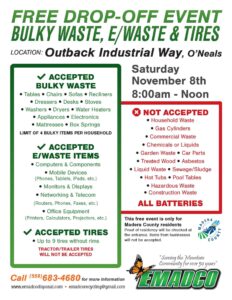 Emadco & Madera County Will Host Bulk Waste Event Saturday