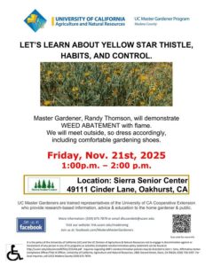 UC Master Gardener Event: Yellow Star Thistle Control