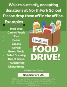 North Fork Elementary food drive