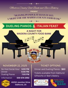 Dueling Pianos & Italian Feast: Madera County Food Bank Fundraiser