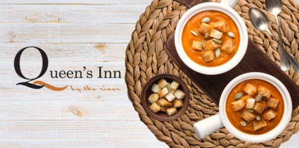 Image of a flyer for soup nights at the queen's inn