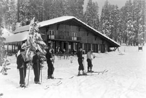 Skiers at badger Pass circa 1936. Photo - Yosemite NPS.Public Domain